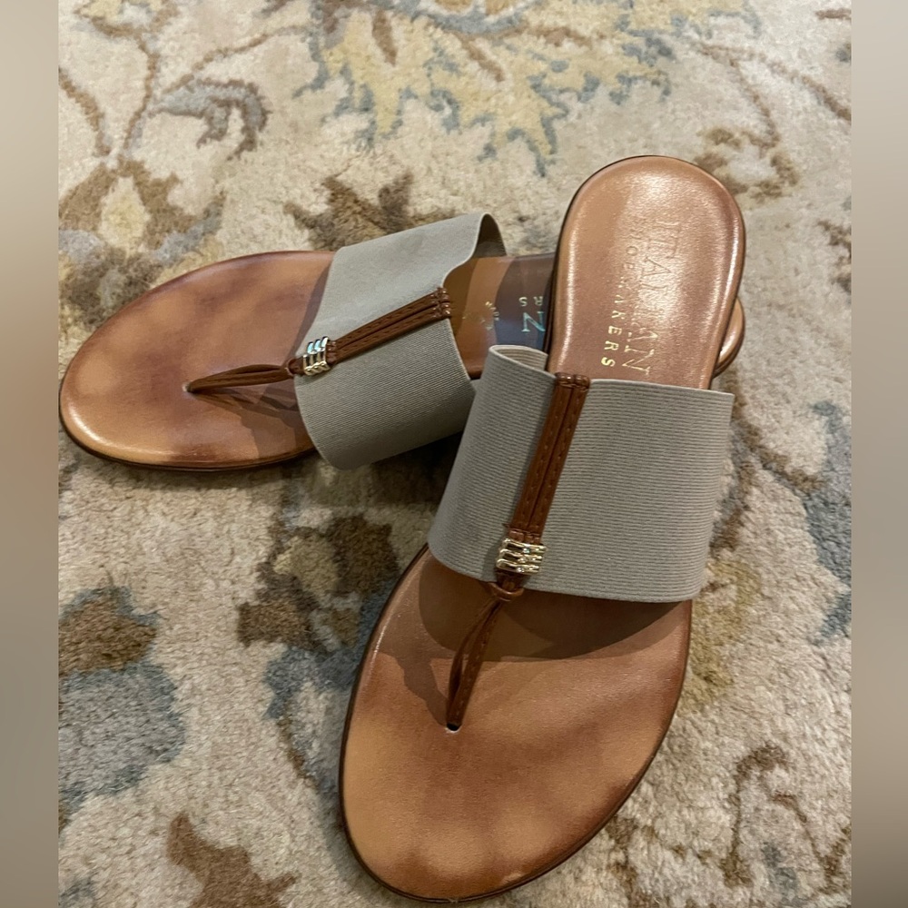 Italian Shoemakers Tan Leather Sandals - Size 8